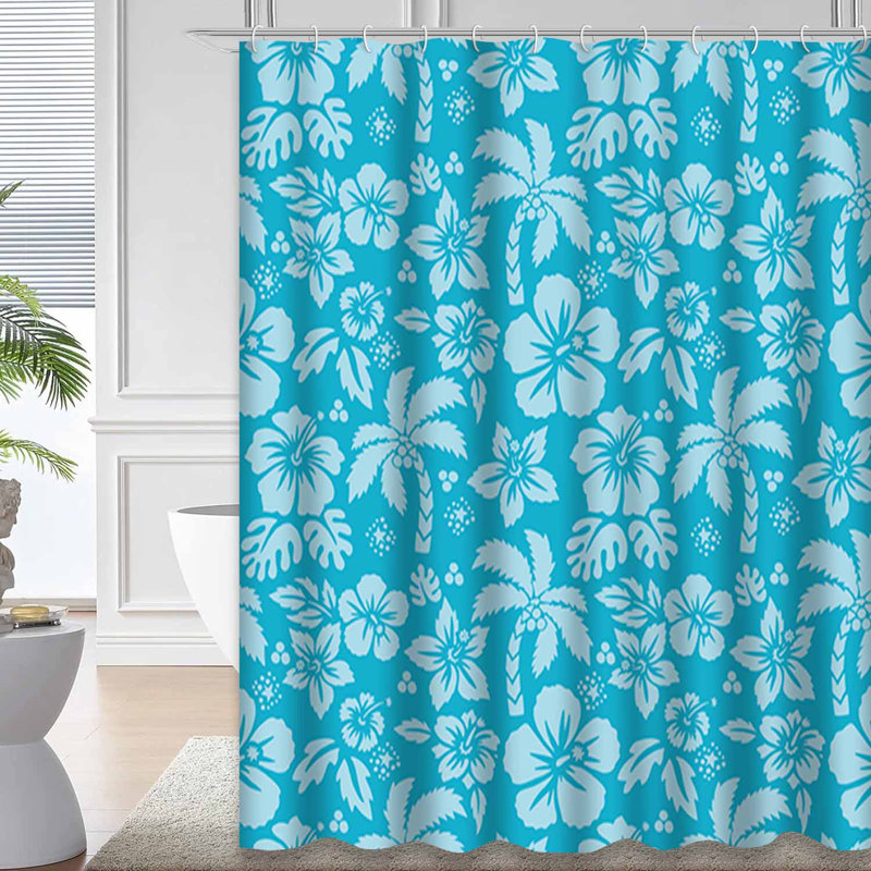 Rideau de douche imperméable style palmier tropical avec 12 crochets Aloha, L 72 po x l 84 po
