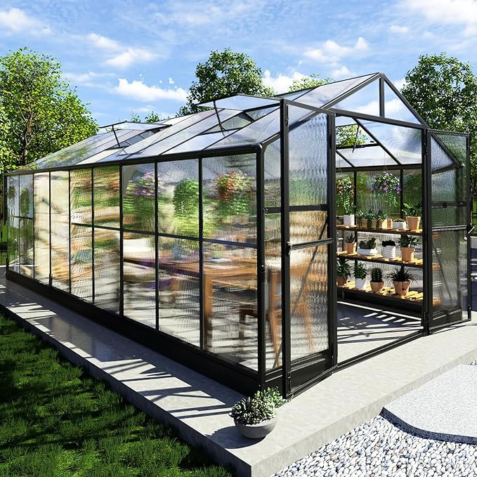  Heavy-duty Polycarbonate Greenhouse, 83" H x 96" W x 216" D
