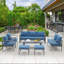 Charlsa Power Coated Aluminium 9 - Person Seating Group with Cushions-2116997048-2116117117