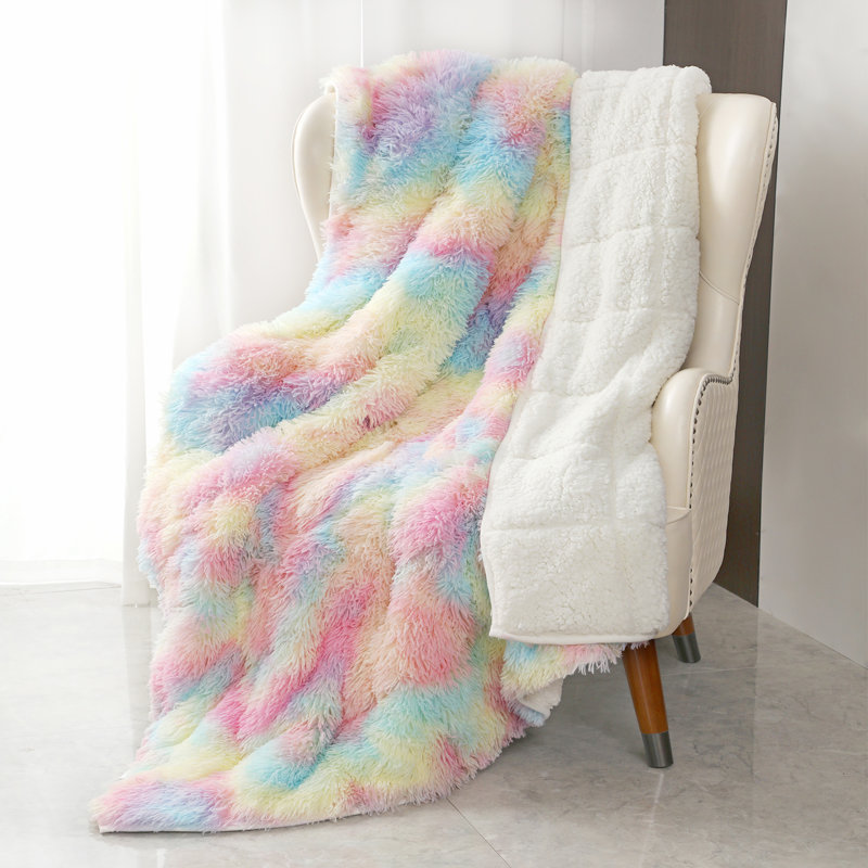 Throw Weighted Blanket, Queen, Multicolor/Blue, 20lbs