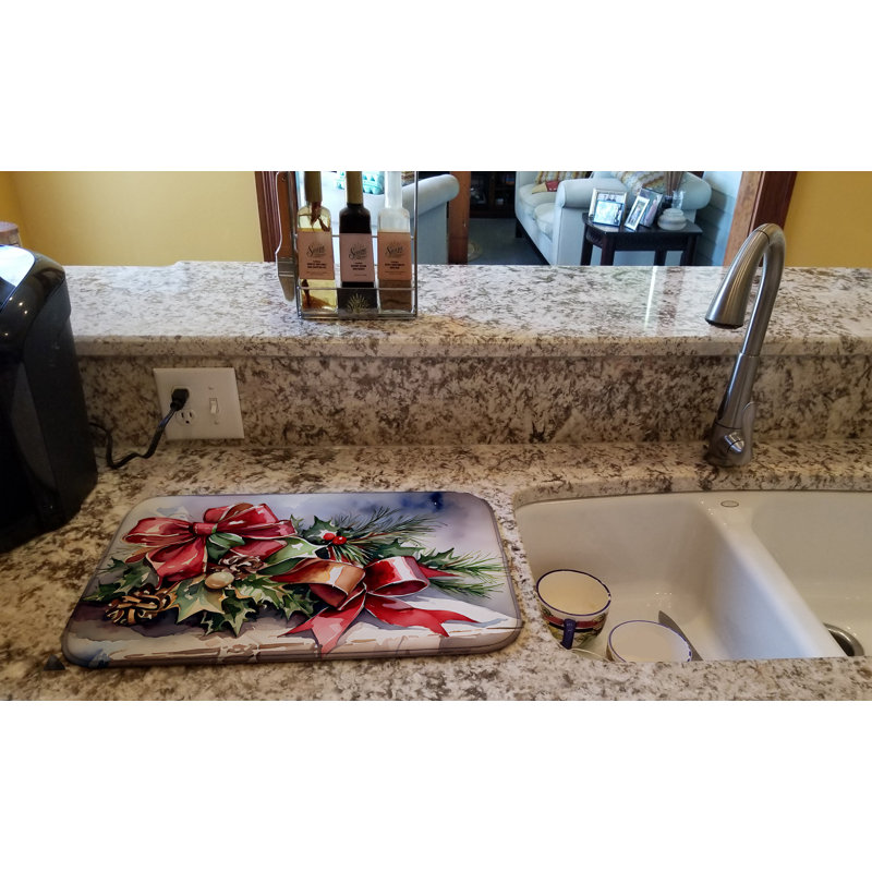 Christmas Bows & Ribbons Dish Drying Mat