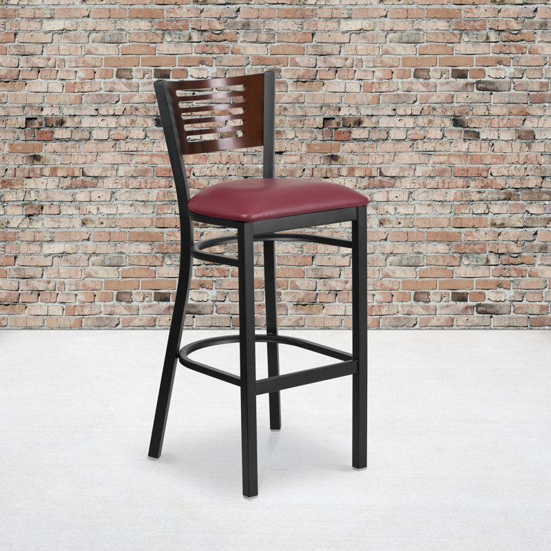 Thornfeldt Upholstered Counter Stool with Metal Frame, 1, Burgundy, Brown