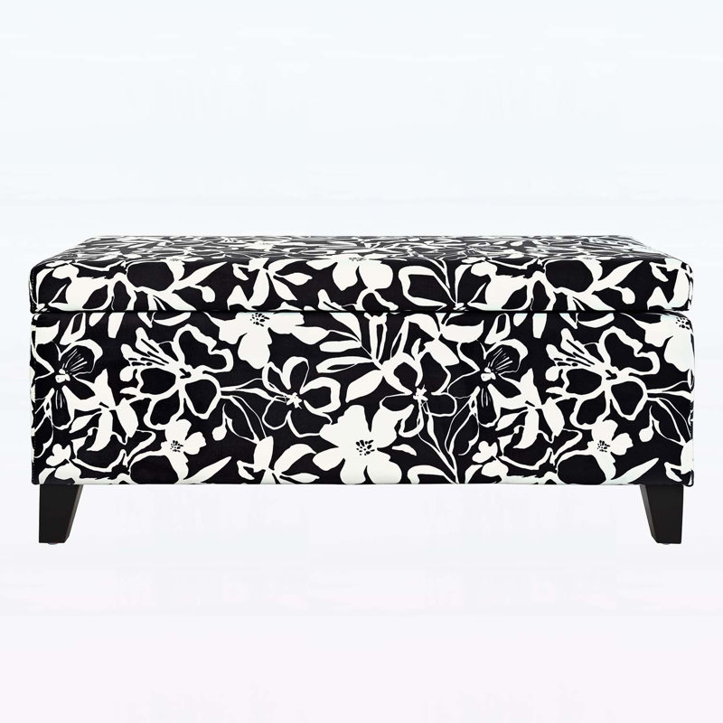 Storage Bench with Floral Patterned Fabric