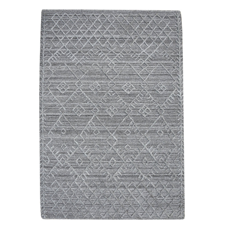 Hand Woven Geometric Polypropylene Dark Gray Rectangle Indoor Area Rug, Rectangle 6'x9'