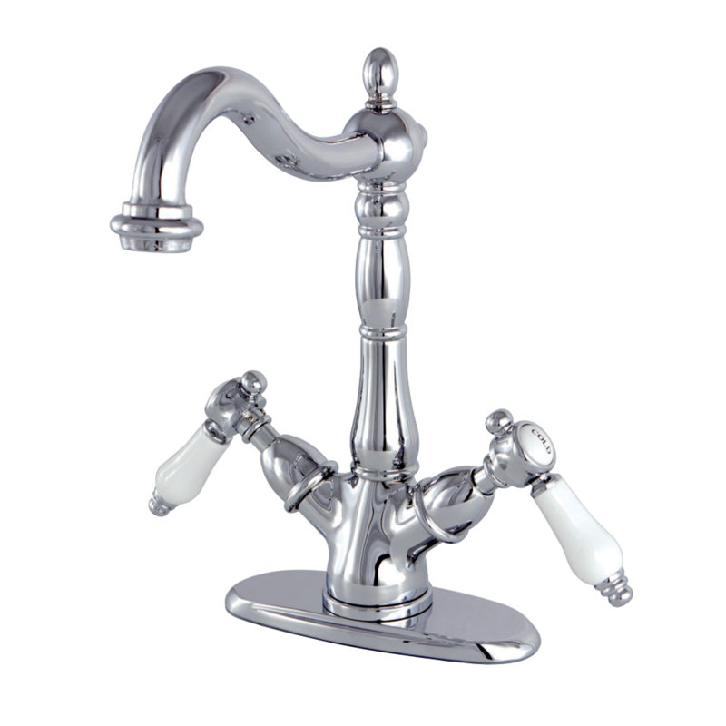Robinet de salle de bain central à bel air, Chrome poli
