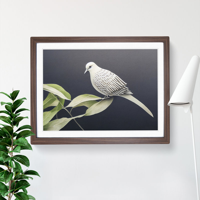 Classic Dove Bird - Framed Print, 25cm H x 34cm W x 2cm D, Walnut Framed