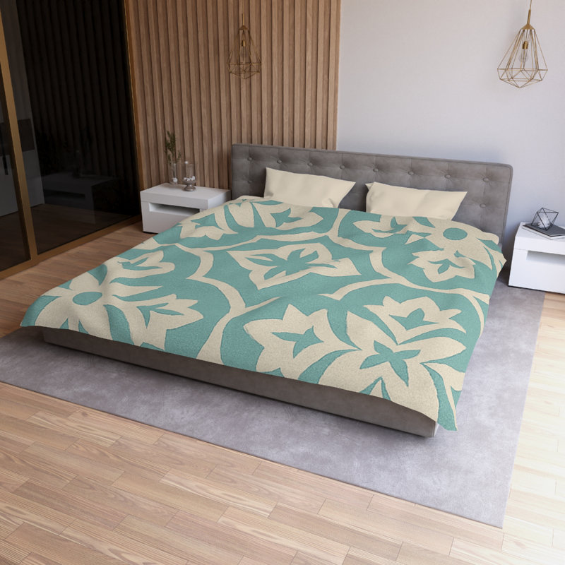 Microfiber Duvet Cover Boho Style, Design 37, Cream, King Duvet Cover