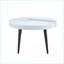 Table basse ronde à motif de marbre blanc - 23,6 pouces, pieds en métal noir stables, moulure d'aspiration facile à nettoyer