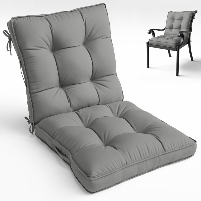 1 Piece Outdoor/Indoor High Back Chair Cushions, Available in 2 sizes, Light Gray, 21" W x 21" D