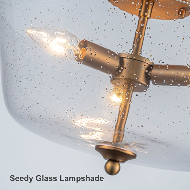 3-Light Seedy Glass Semi Flush Mount