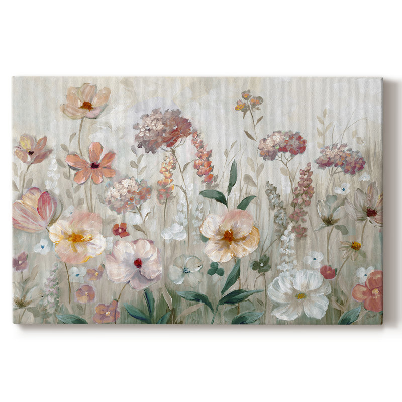 «Field of Spring» - Toile tendue avec châssis encadré - Prêt à être accroché, H 21 po x l 41 po