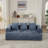 Blue Chenille Convertible Floor Sofa Bed – Folding Mattress Couch with Armrests (For Living Room/Bedroom/Studio)-109284688