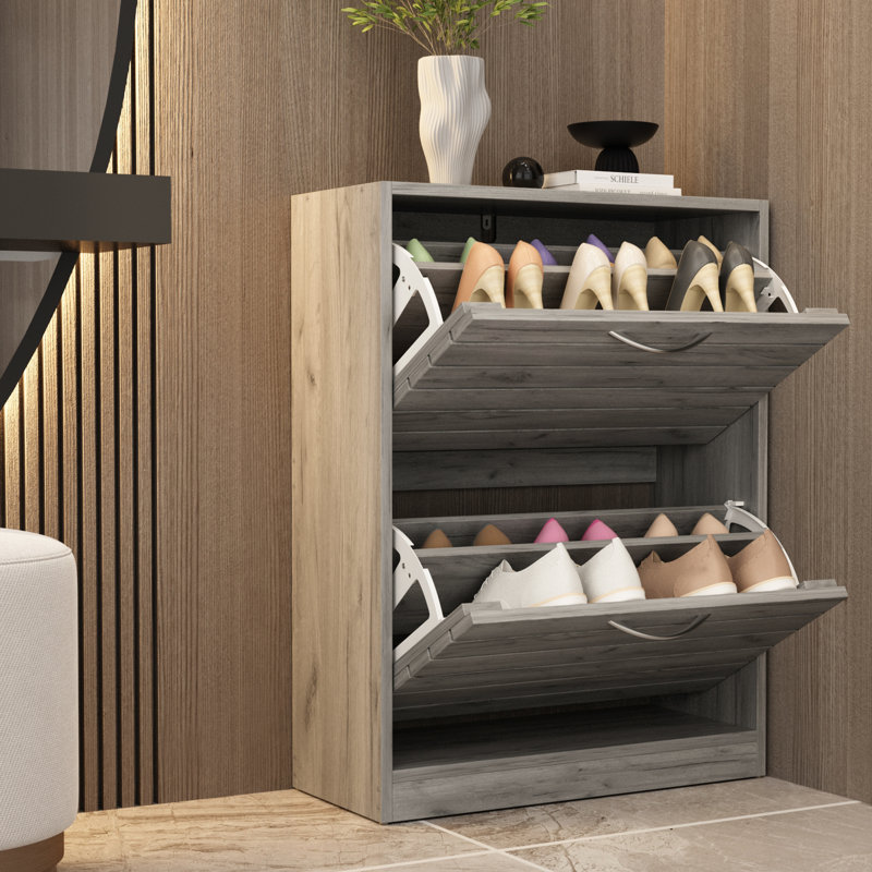 29.5'' H X 22.4"W 12 Pairs Shoe Storage, Gray
