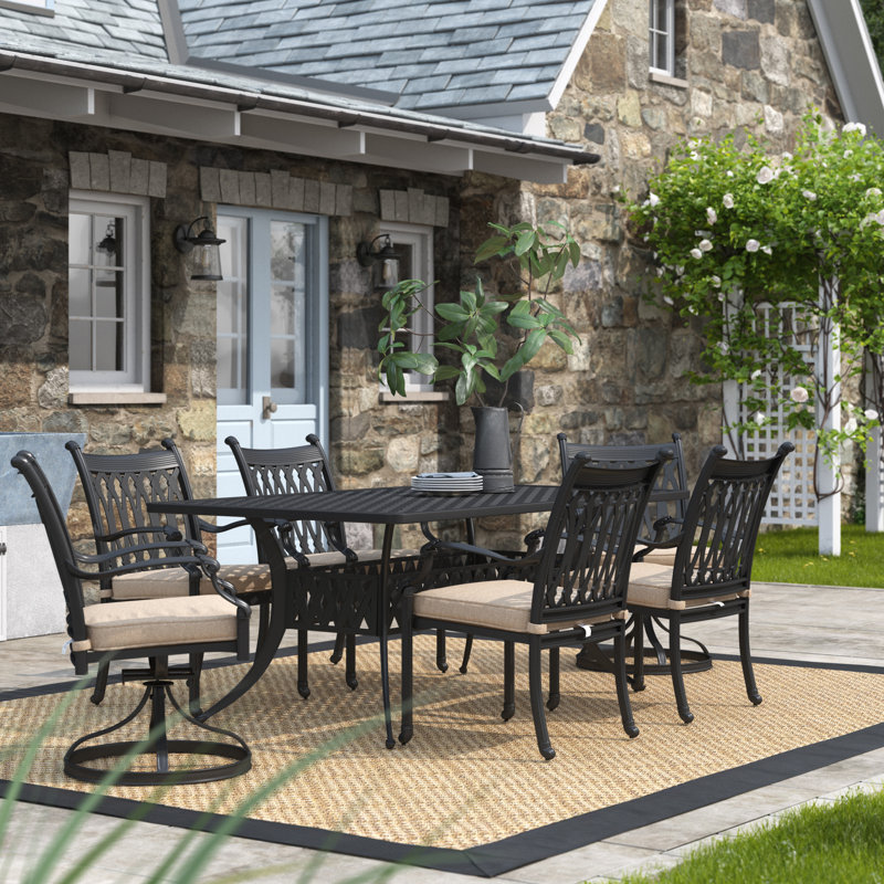 Brockport 72'' Rectangular 6 - Person Outdoor Dining Set with Sunbrella Cushions