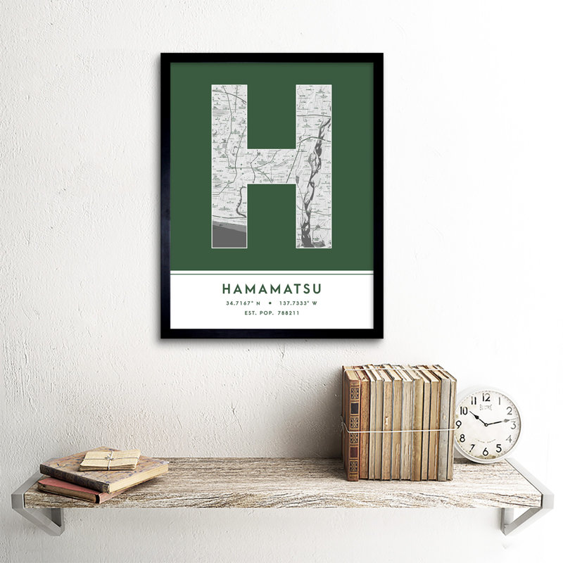Hamamatsu City Map Hamamatsu Japan City Map Green - Single Picture Frame Typography