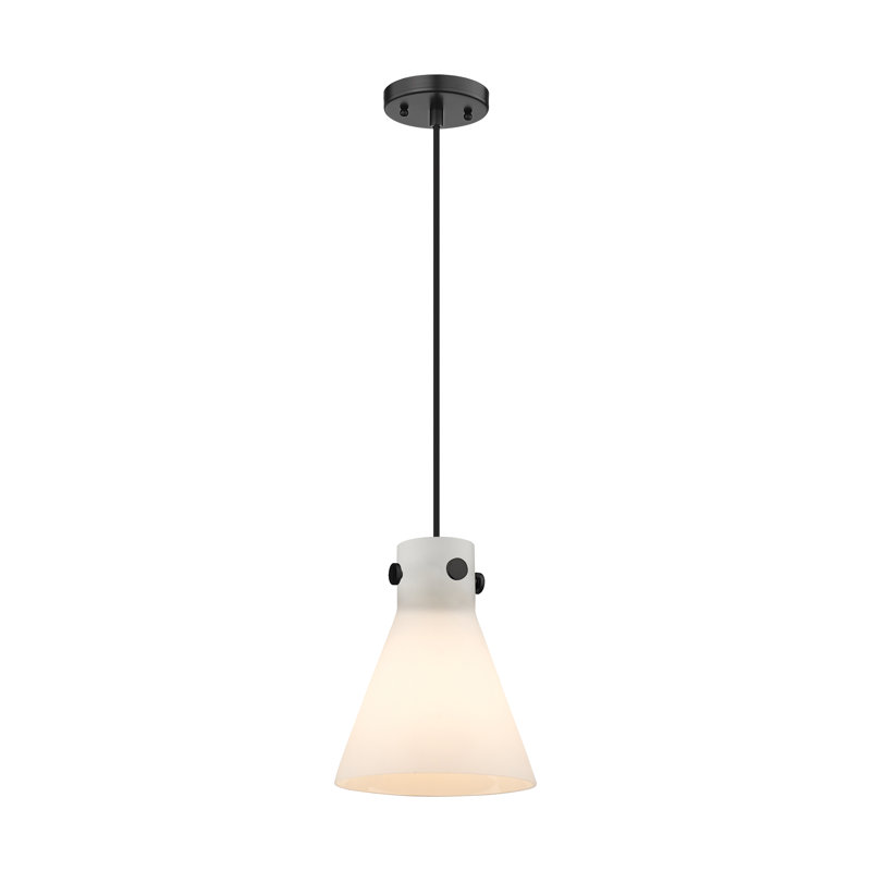 Luminaire suspendu à cordon 1 lumière Newton Cone, H 9,38 po x l 8 po x P 8 po, Blanc mat, Noir mat
