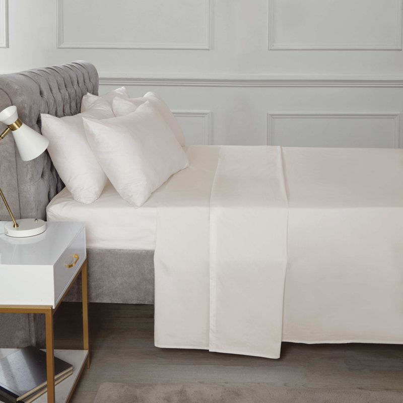 Itzany 100% Cotton Flat Sheet, Double (4'6), Cream
