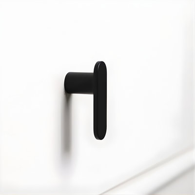 Bouton d'armoire en forme de L de style Mid-Century moderne ROUS, gris anthracite mat en aluminium (noir) 