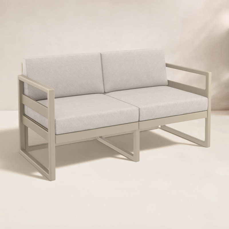 Lane 58'' Wide Straight Loveseat with Cushions, Taupe, Canvas Flax Sunbrella® Canvas