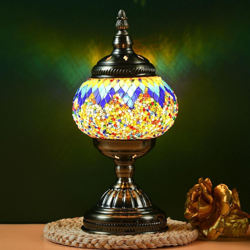 TURQUE MAROCAIN MOSAÏQUE Lampe Tiffany Verre Bureau Table Coloré - Sans