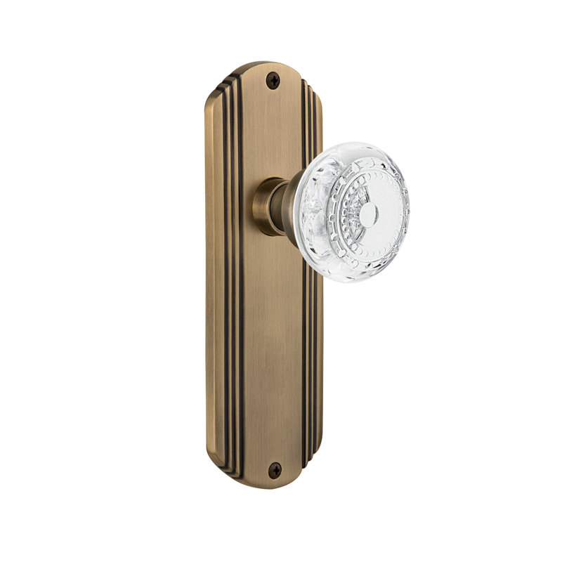 Deco Plate with Crystal Meadows Knob, Antique Brass
