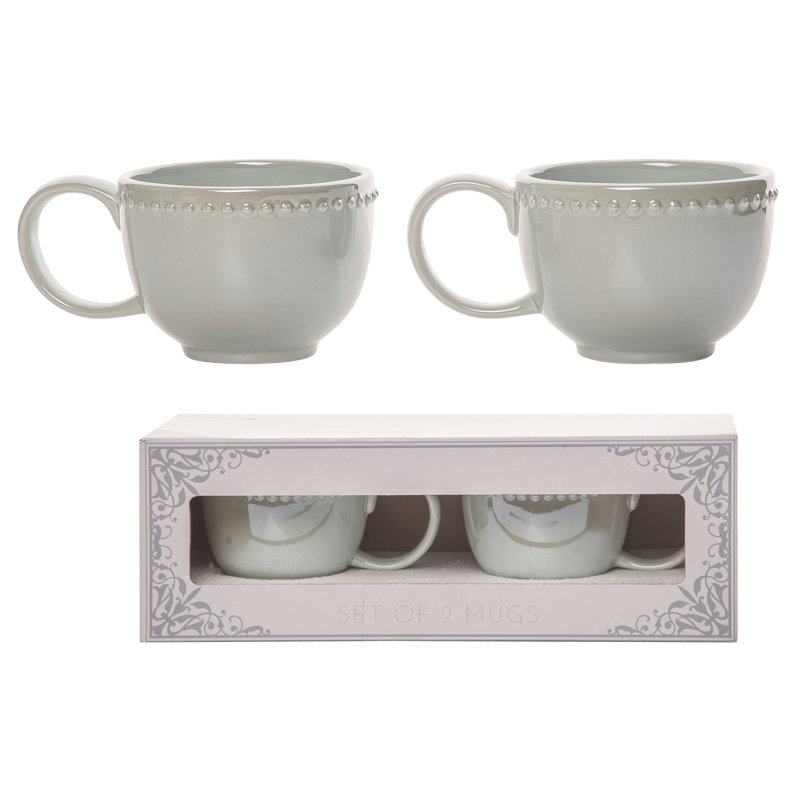 Céramique August Grove® 6,25 po Ensemble de 2 tasses à thé blanc cassé Regency