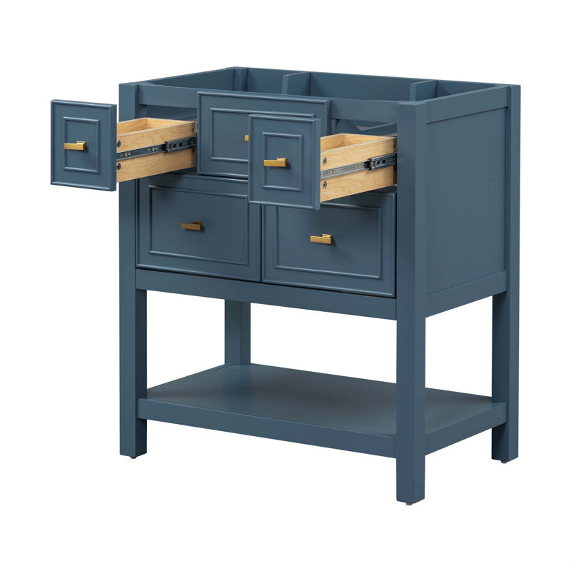 Bathroom Vanity Without Sink, Free Standing Single Vanity With 5 Drawers, Solid Wood Frame Bathroom Storage Cabinet