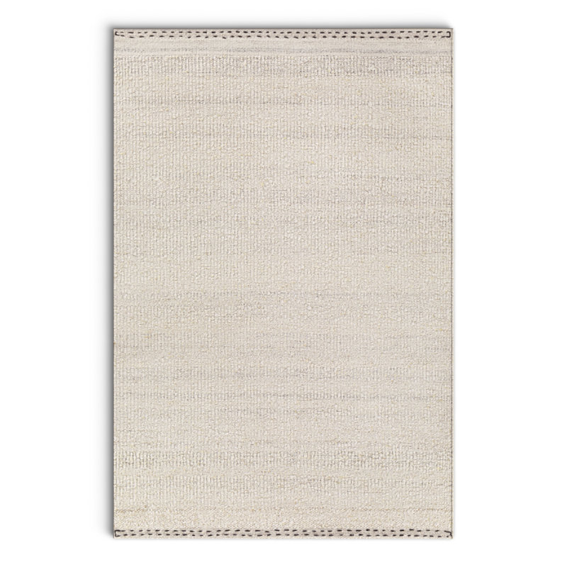 Halifax Handmade Handwoven Wool Area Rug in Light Beige, Rectangle 2' x 3'
