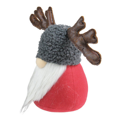 Décoration de table de père Noël gnome de Noël avec bois d’orignal rouge et gris 14 po