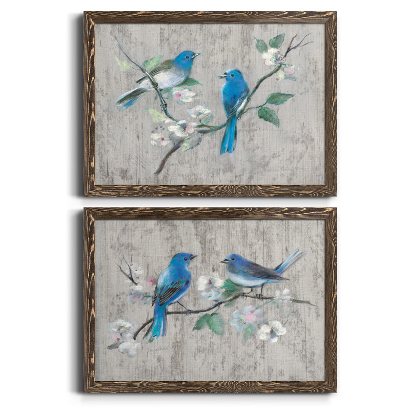 Song of Spring I - ensemble de 2 peintures sur toile encadrées, H 31,5 po x l 47 po x P 1,5 po, Encadré de bois de noyer