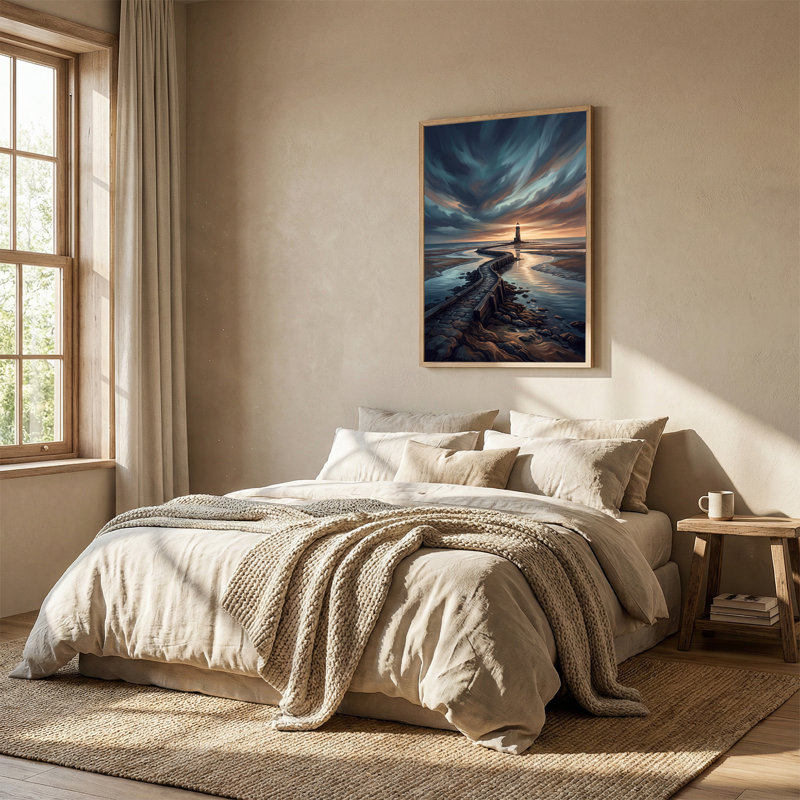 Art mural sur toile, "Phare sur enroulement", H 48 po x l 32 po
