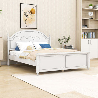 Wooden Platform Bed with Arched Headboard