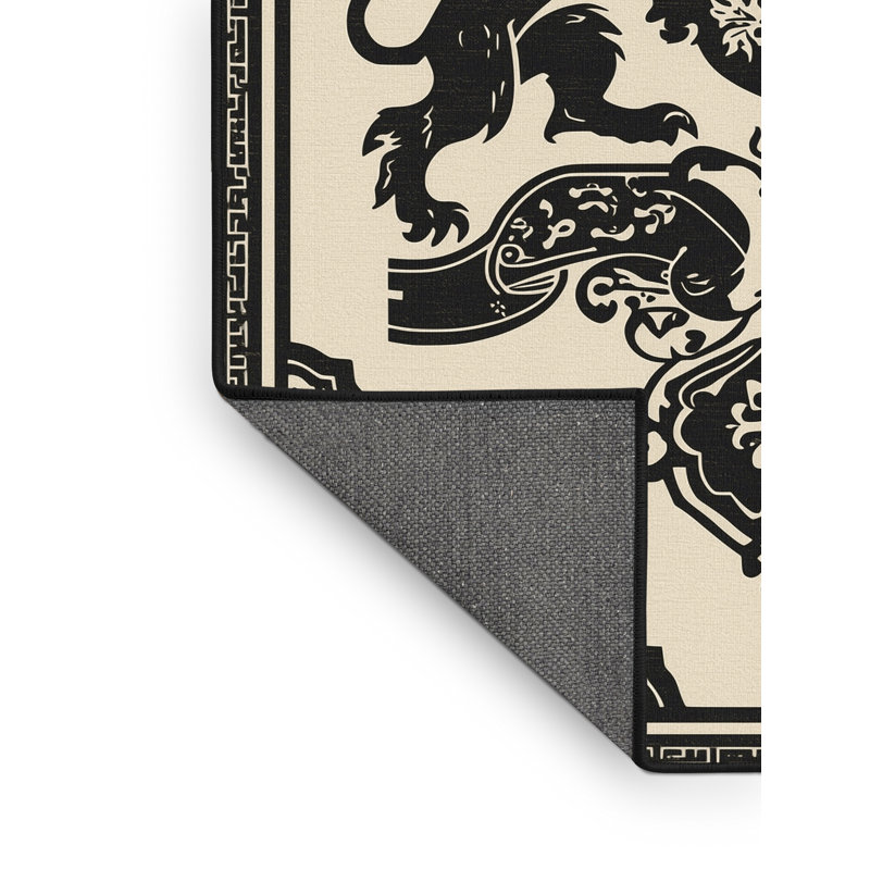 Tapis oriental moelleux doux et moelleux en noir - reliure noire, 7 x 9