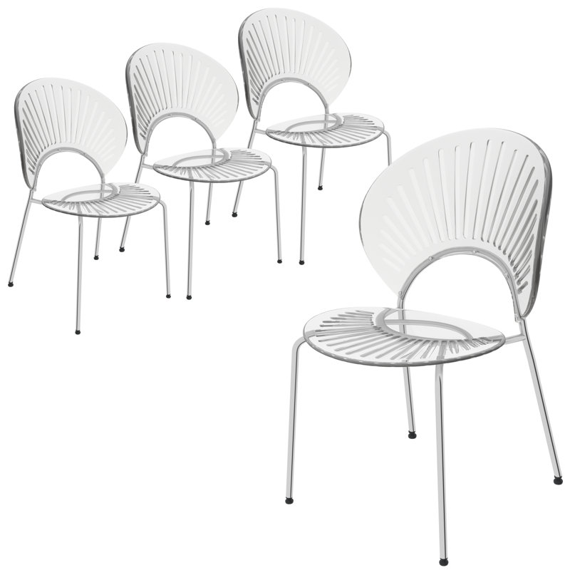 Kayahna 17.52'' H Metal Stacking Side Chair, Clear, 4