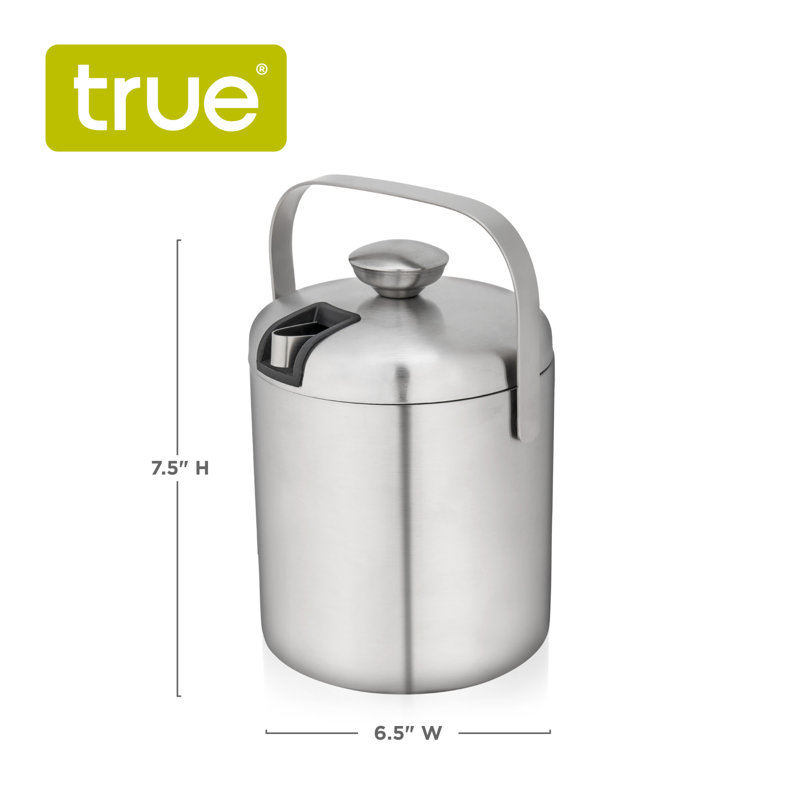 1.3L Stainless Steel Double-Walled Ice Bucket with Tongs
