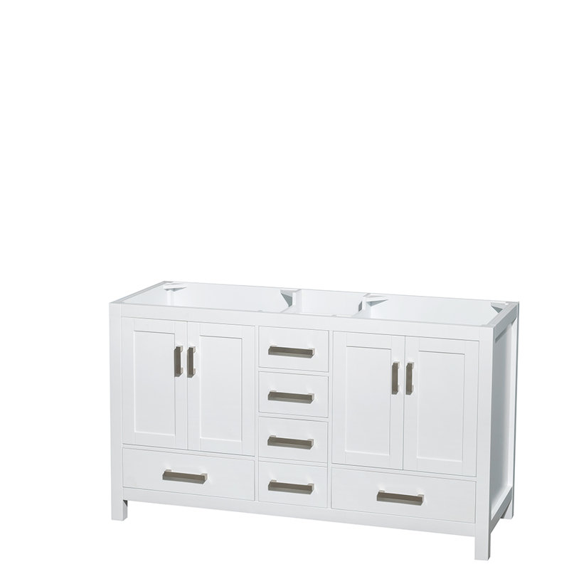 Sheffield 60" Double Bathroom Vanity Set, White, White Carrara