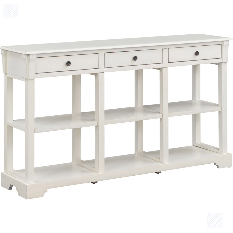 Buffet à 3 tiroirs de 58 po de large Kaion, Blanc antique