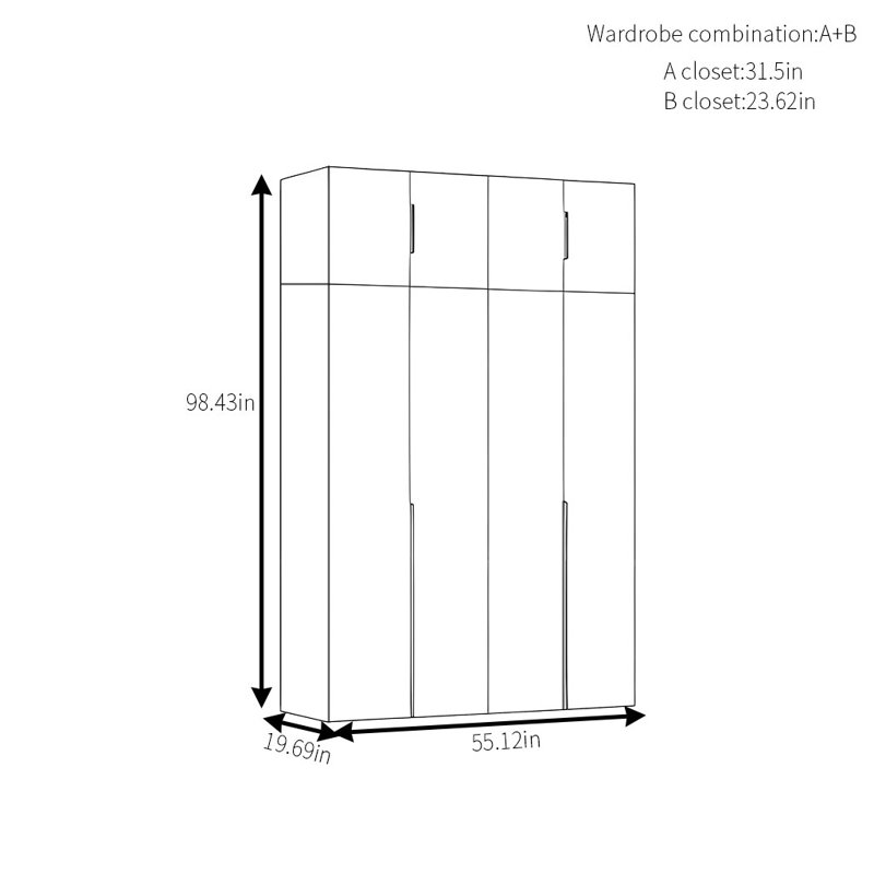 Armoire simple en noyer moderne, H 98 po x l 55 po x P 20 po