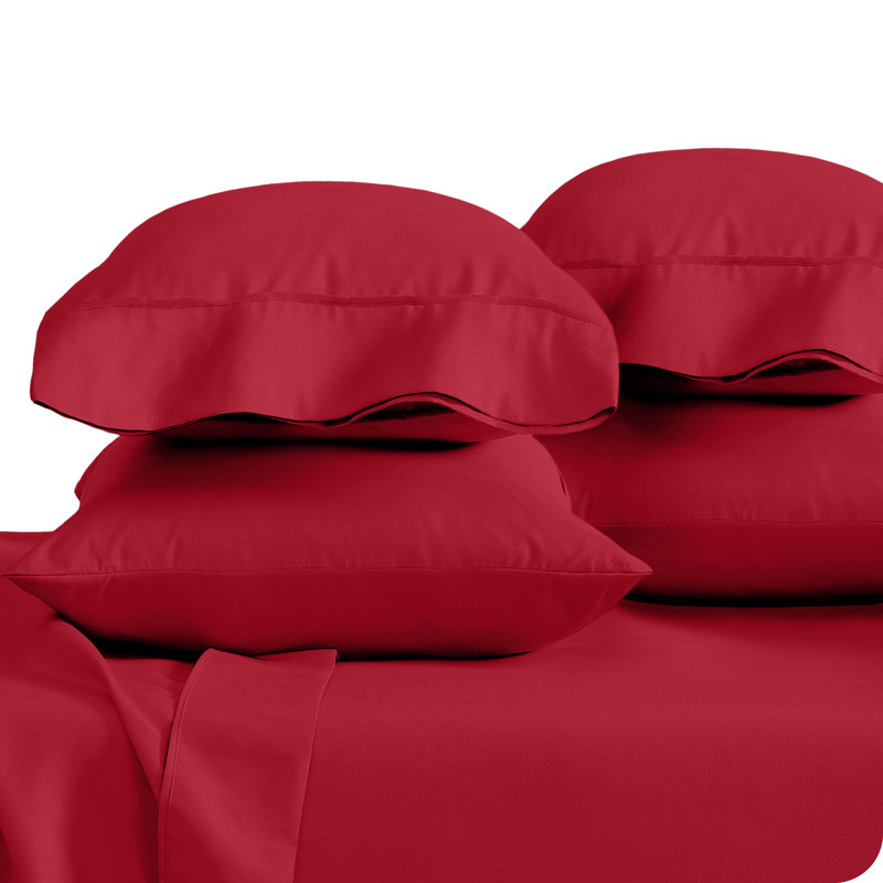Ultra-Soft Microfiber Pillowcase, Red, 4 King Pillowcases
