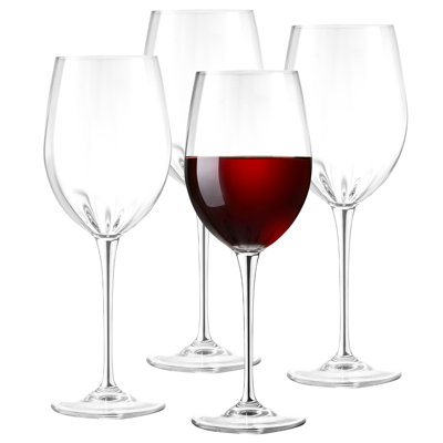 Goblet - Red Wine Glass - Crystal Glass - Water Glass - Classic Clear - Stemmed Glasses - Set of 4 Goblets - 18 oz - Made in Europe - by barski