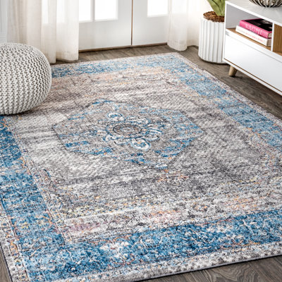 Stimpson Vintage Medallion Peacock Blue/Gray Rug