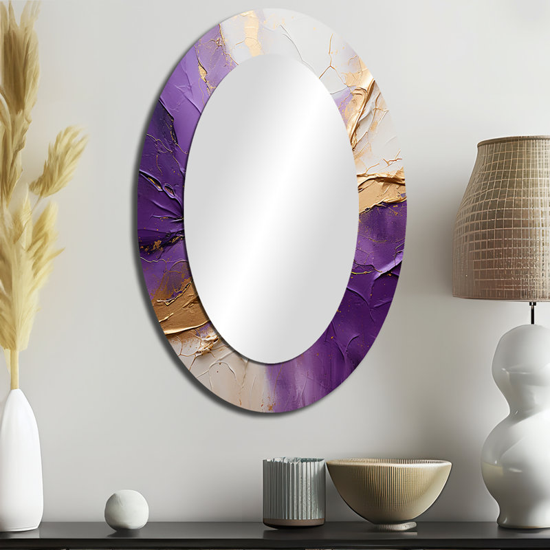 Miroir mural doré et mauve doré et doré, 36 po x 24 po