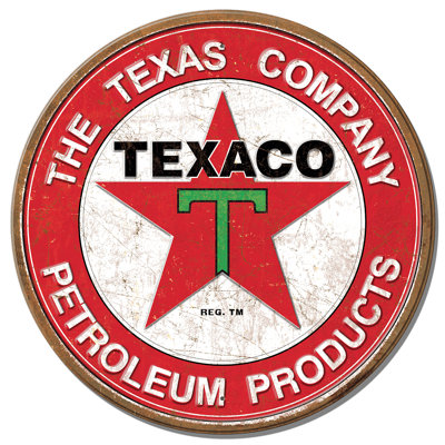 Large Embossed Aluminum Die Cut Texaco - 1926 Logo Sign