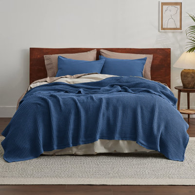 Bedsure Cotton Waffle Weave Throw Blanket