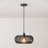 Luminaire suspendu noir mat 1 lumière avec abat-jour en rotin Baney