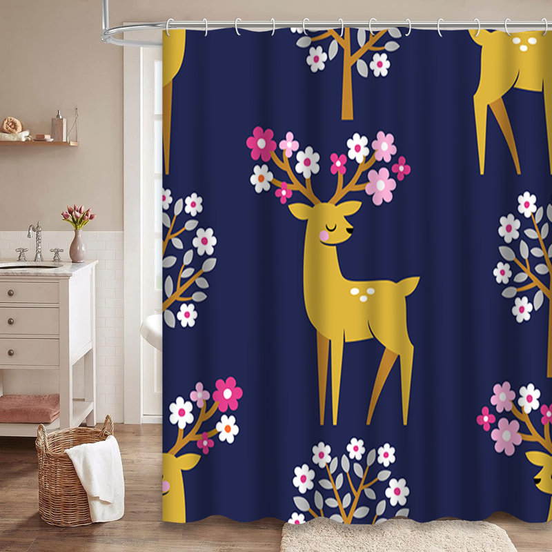 Mignon rideau de douche avec 12 crochets, L 72 po x l 72 po