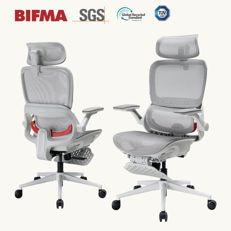  Fauteuil de bureau ergonomique avec repose-pieds B100 Pro, Blanc