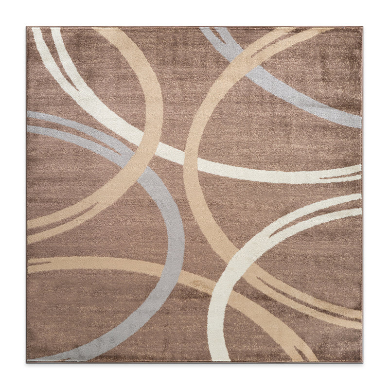 Devonshire Abstract Brown/Gray/Cream Area Rug, Square 6'6"