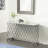 Tring Metal Geometric Silver Console Table with Mirrored Glass Top
