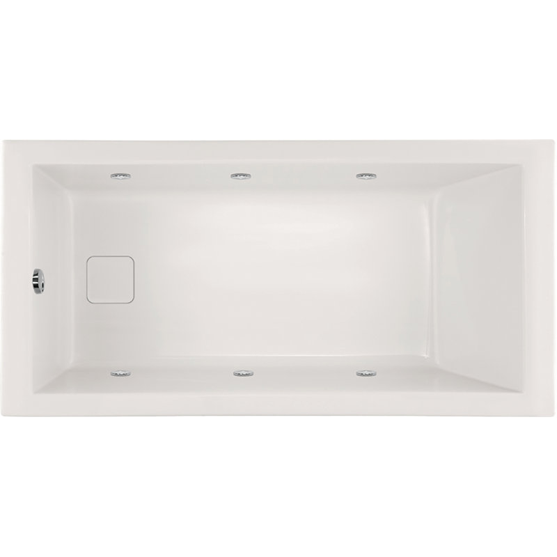 Marlie 66'' x 36'' Drop-In Whirlpool Acrylic Bathtub, White, Satin Chrome